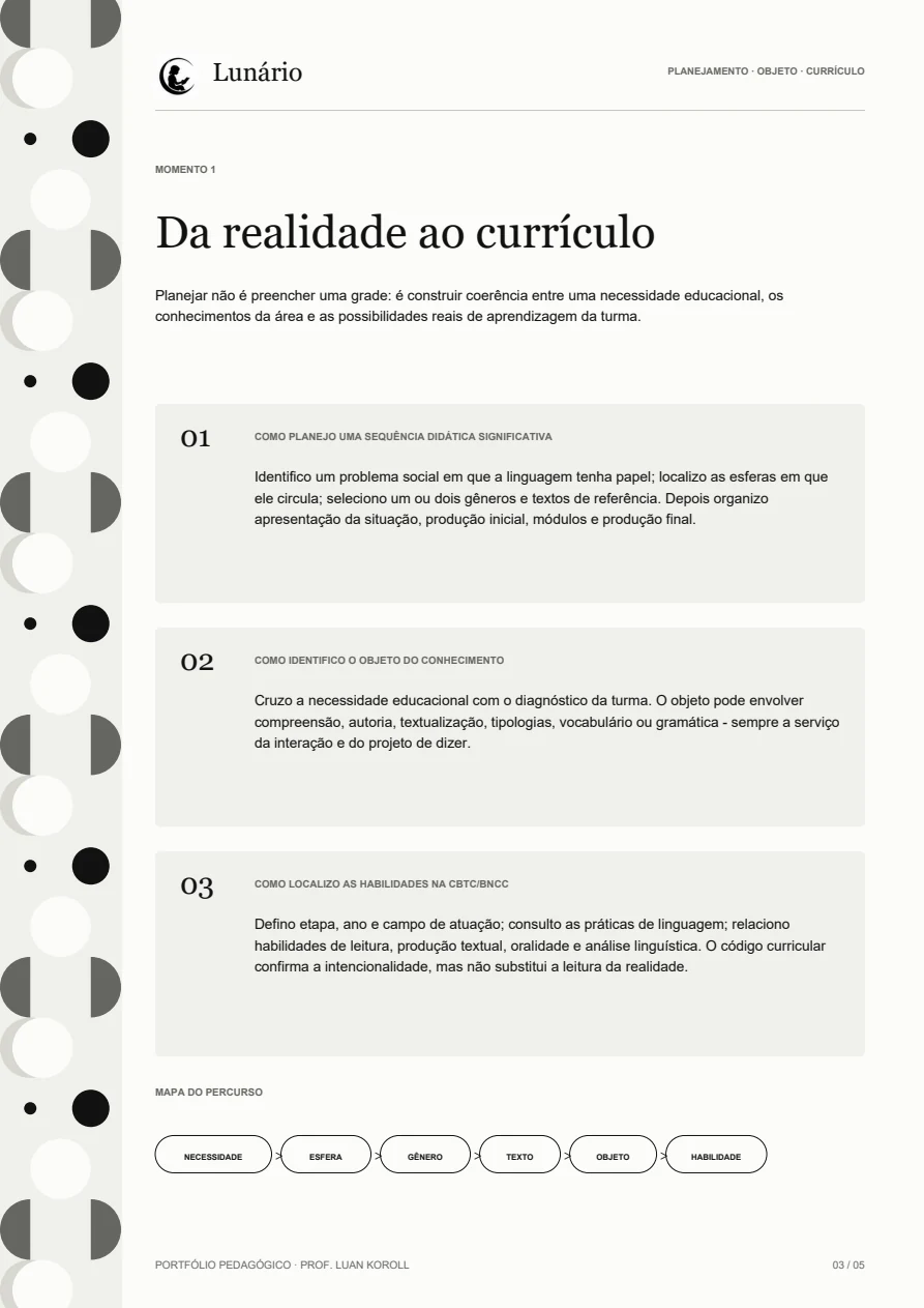 Slide 3: Planejamento da necessidade educacional ao objeto de conhecimento e às habilidades da CBTC/BNCC.